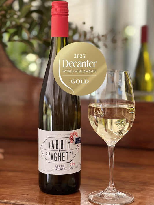 DECANTER GOLD FOR RABBIT & SPAGHETTI RIESLING!